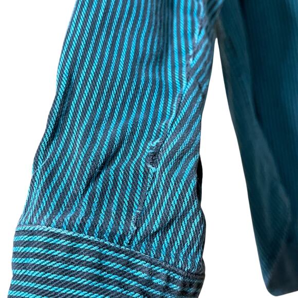 💚 Drysdales Teal Stripe Pearl Snap Western Shirt – Size L - Picture 9 of 10